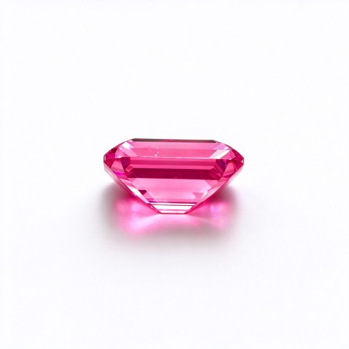 Hot Pink Gemstone | Vibrant Bright Pink Loose Gemstone | Lab-Created, Emerald Cut, 10x14mm | Rings, Pendants, Custom Jewelry