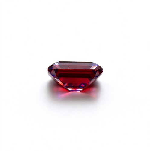 Pigeon Blood Red Gemstone | Vivid Deep Red Loose Gemstone | Lab-Created, Emerald Cut, 10x14mm | Rings, Pendants, Custom Jewelry