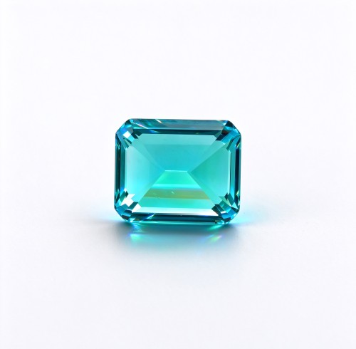 Paraiba Color Gemstone | Vibrant Blue Green Gemstone | Lab-Created, Emerald Cut, 10x14mm | Rings, Pendants, Custom Jewelry