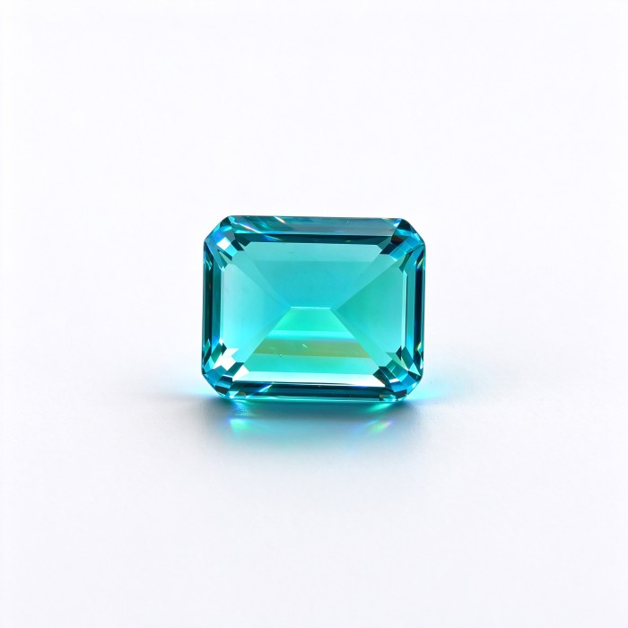 Paraiba Color Gemstone | Vibrant Blue Green Gemstone | Lab-Created, Emerald Cut, 10x14mm | Rings, Pendants, Custom Jewelry