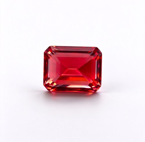 Lab-Created Ruby Gemstone | Vivid Red Loose Ruby | Emerald Cut, 10x14mm | Rings, Pendants, Custom Jewelry