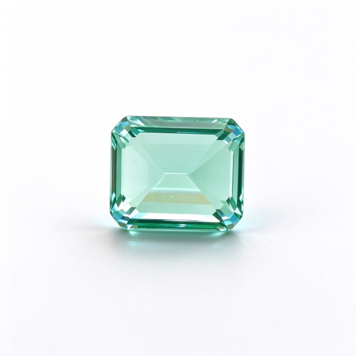 Mint Green Gemstone | Fresh Light Green Loose Gemstone | Lab-Created, Emerald Cut, 10x14mm | Rings, Pendants, Custom Jewelry