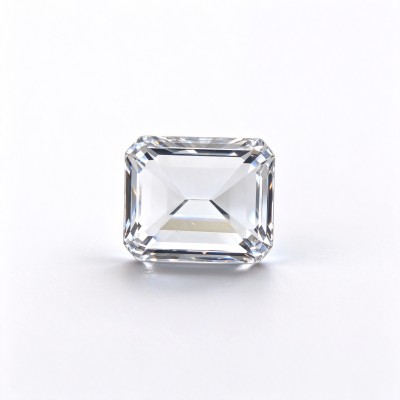 Lab-Created White Sapphire | Brilliant White Loose Gemstone | Emerald Cut, 10x14mm | Rings, Pendants, Custom Jewelry