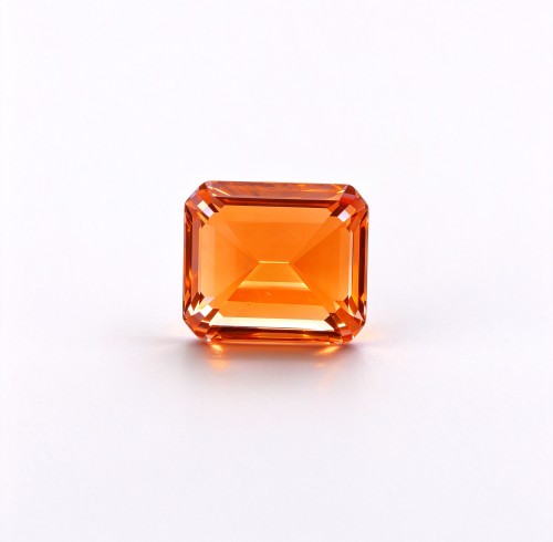 Fanta Orange Gemstone | Vivid Orange Loose Gemstone | Lab-Created, Emerald Cut, 10x14mm | Rings, Pendants, Custom Jewelry