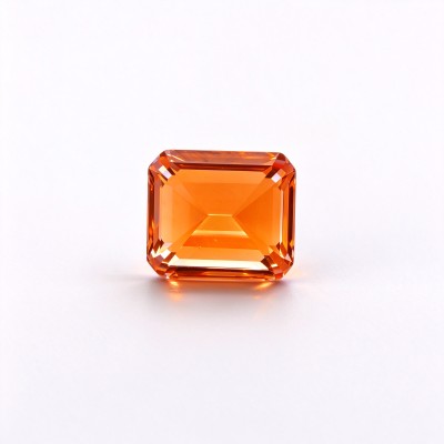 Fanta Orange Gemstone | Vivid Orange Loose Gemstone | Lab-Created, Emerald Cut, 10x14mm | Rings, Pendants, Custom Jewelry