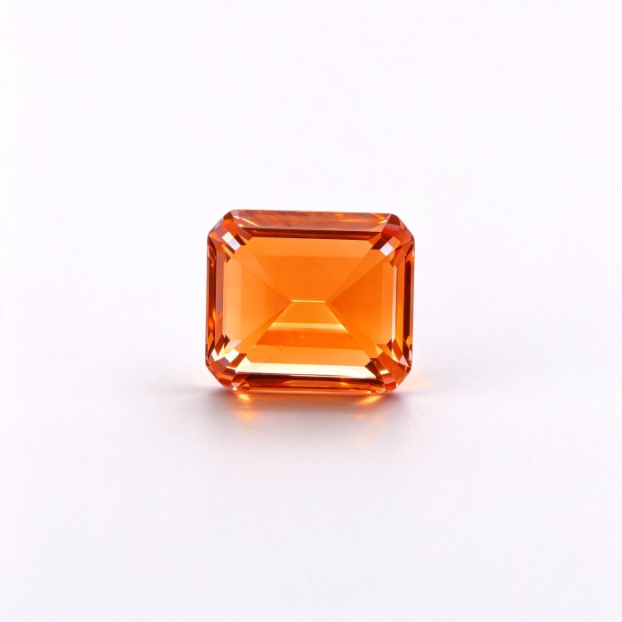 Fanta Orange Gemstone | Vivid Orange Loose Gemstone | Lab-Created, Emerald Cut, 10x14mm | Rings, Pendants, Custom Jewelry