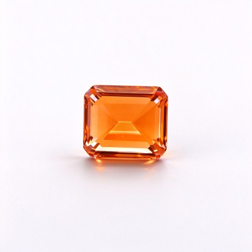 Fanta Orange Gemstone | Vivid Orange Loose Gemstone | Lab-Created, Emerald Cut, 10x14mm | Rings, Pendants, Custom Jewelry