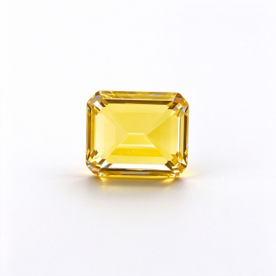 Canary Yellow Gemstone | Bright Sunshine Yellow Loose Gemstone | Lab-Created, Emerald Cut, 10x14mm | Rings, Pendants, Custom Jewelry