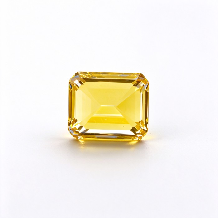 Canary Yellow Gemstone | Bright Sunshine Yellow Loose Gemstone | Lab-Created, Emerald Cut, 10x14mm | Rings, Pendants, Custom Jewelry