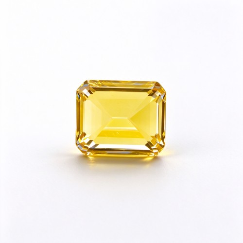 Canary Yellow Gemstone | Bright Sunshine Yellow Loose Gemstone | Lab-Created, Emerald Cut, 10x14mm | Rings, Pendants, Custom Jewelry