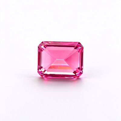 Hot Pink Gemstone | Vibrant Bright Pink Loose Gemstone | Lab-Created, Emerald Cut, 10x14mm | Rings, Pendants, Custom Jewelry