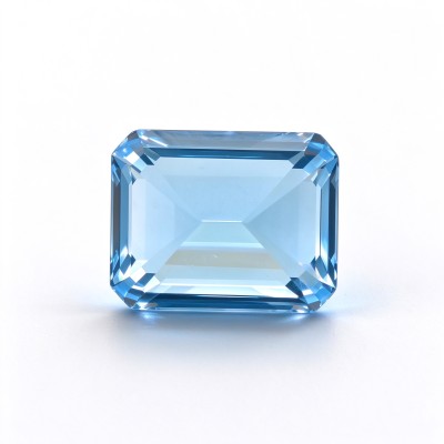Aquamarine Gemstone | Beautiful Blue Gemstone | Lab-Created, Emerald Cut, 10x14mm | Rings, Pendants, Custom Jewelry