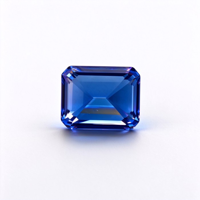Royal Blue Gemstone | Deep Vivid Blue Loose Gemstone | Lab-Created, Emerald Cut, 10x14mm | Rings, Pendants, Custom Jewelry