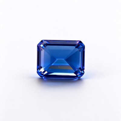 Royal Blue Gemstone | Deep Vivid Blue Loose Gemstone | Lab-Created, Emerald Cut, 10x14mm | Rings, Pendants, Custom Jewelry