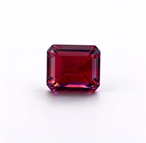 Pigeon Blood Red Gemstone | Vivid Deep Red Loose Gemstone | Lab-Created, Emerald Cut, 10x14mm | Rings, Pendants, Custom Jewelry