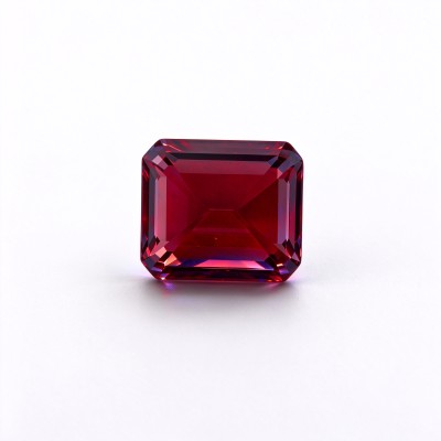 Pigeon Blood Red Gemstone | Vivid Deep Red Loose Gemstone | Lab-Created, Emerald Cut, 10x14mm | Rings, Pendants, Custom Jewelry