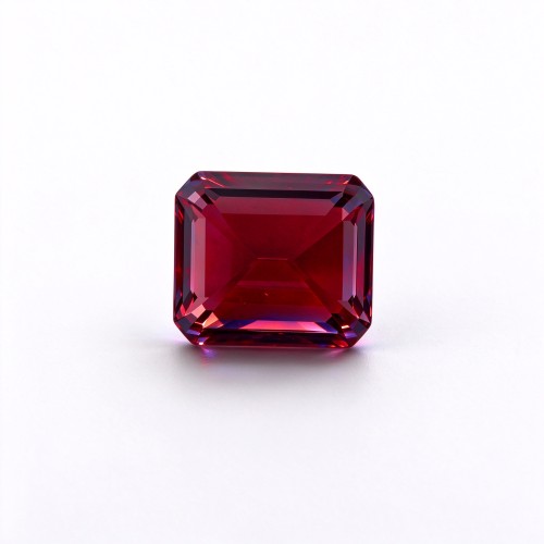 Pigeon Blood Red Gemstone | Vivid Deep Red Loose Gemstone | Lab-Created, Emerald Cut, 10x14mm | Rings, Pendants, Custom Jewelry