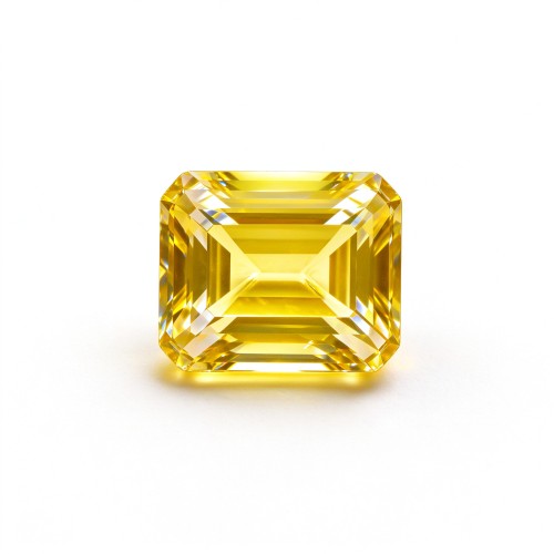 Canary Yellow Gemstone | Bright Sunshine Yellow Loose Gemstone | Lab-Created, Emerald Cut, 10x14mm | Rings, Pendants, Custom Jewelry