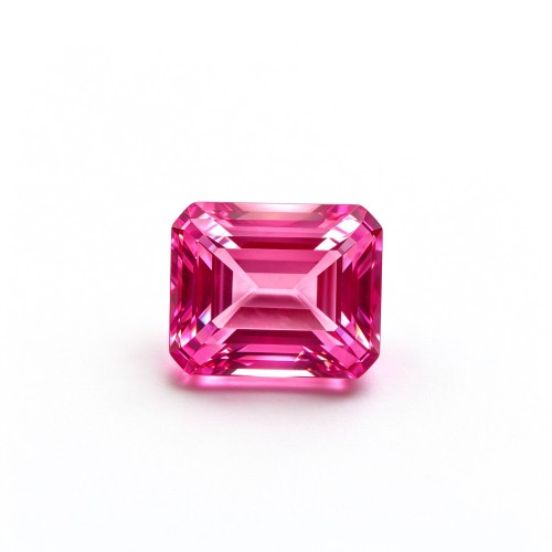 Hot Pink Gemstone | Vibrant Bright Pink Loose Gemstone | Lab-Created, Emerald Cut, 10x14mm | Rings, Pendants, Custom Jewelry
