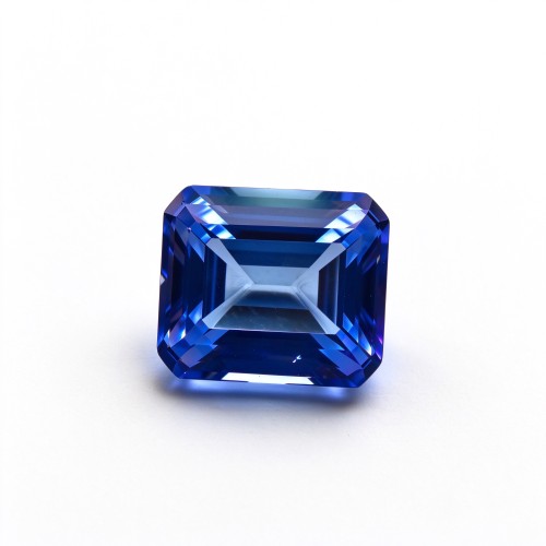 Royal Blue Gemstone | Deep Vivid Blue Loose Gemstone | Lab-Created, Emerald Cut, 10x14mm | Rings, Pendants, Custom Jewelry