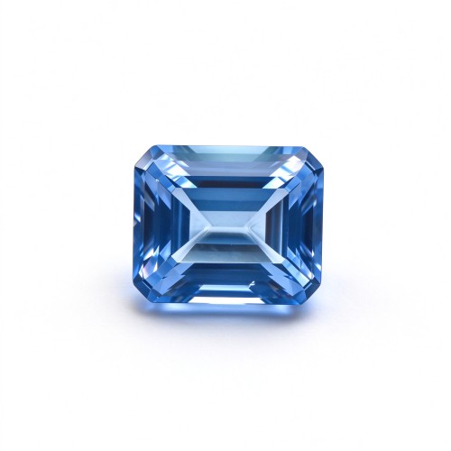 Cornflower Blue Gemstone | Vivid Blue Loose Gemstone | Lab-Created, Emerald Cut, 10x14mm | Rings, Pendants, Custom Jewelry