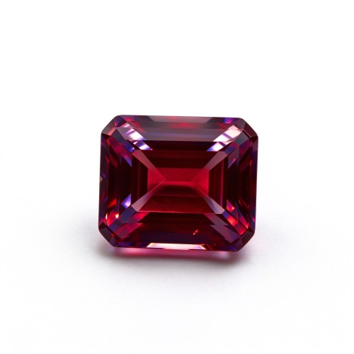 Pigeon Blood Red Gemstone | Vivid Deep Red Loose Gemstone | Lab-Created, Emerald Cut, 10x14mm | Rings, Pendants, Custom Jewelry
