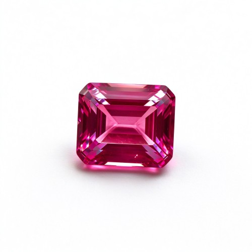 Rubellite Color Gemstone | Vibrant Pink Red Gemstone | Lab-Created, Emerald Cut, 10x14mm | Rings, Pendants, Custom Jewelry