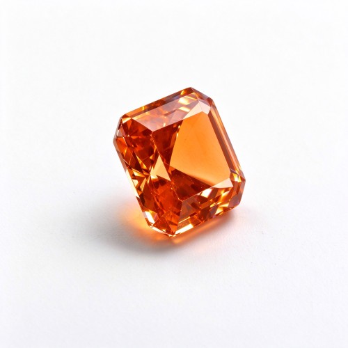 Fanta Orange Gemstone | Vivid Orange Loose Gemstone | Lab-Created, Emerald Cut, 10x14mm | Rings, Pendants, Custom Jewelry