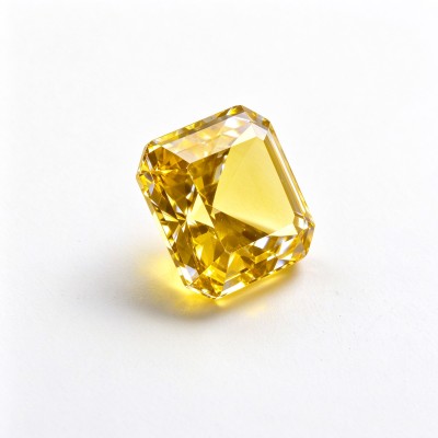 Canary Yellow Gemstone | Bright Sunshine Yellow Loose Gemstone | Lab-Created, Emerald Cut, 10x14mm | Rings, Pendants, Custom Jewelry