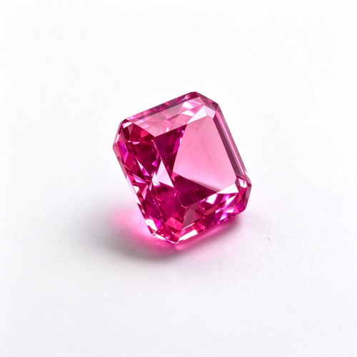 Hot Pink Gemstone | Vibrant Bright Pink Loose Gemstone | Lab-Created, Emerald Cut, 10x14mm | Rings, Pendants, Custom Jewelry