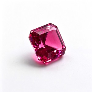 Rubellite Color Gemstone | Vibrant Pink Red Gemstone | Lab-Created, Emerald Cut, 10x14mm | Rings, Pendants, Custom Jewelry
