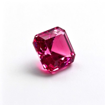 Rubellite Color Gemstone | Vibrant Pink Red Gemstone | Lab-Created, Emerald Cut, 10x14mm | Rings, Pendants, Custom Jewelry