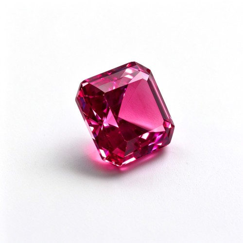 Rubellite Color Gemstone | Vibrant Pink Red Gemstone | Lab-Created, Emerald Cut, 10x14mm | Rings, Pendants, Custom Jewelry
