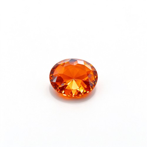 Fanta Orange Gemstone | Vibrant Orange Loose Gemstone | Lab-Created, Round Brilliant Cut, 9mm | Rings, Pendants, Custom Jewelry