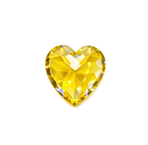 Canary Yellow Gemstone | Vivid Canary Yellow Loose Gemstone | Lab-Created, Heart Cut, 12x12mm | Rings, Pendants, Custom Jewelry