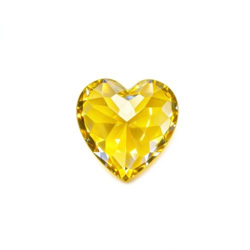 Canary Yellow Gemstone | Vivid Canary Yellow Loose Gemstone | Lab-Created, Heart Cut, 12x12mm | Rings, Pendants, Custom Jewelry