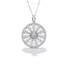 925 Sterling Silver Moissanite Necklace | Floral Sunburst Round Pendant | Pavé Statement Jewelry