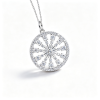 925 Sterling Silver Moissanite Necklace | Floral Sunburst Round Pendant | Pavé Statement Jewelry