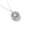 925 Sterling Silver Moissanite Necklace | Floral Sunburst Round Pendant | Pavé Statement Jewelry