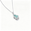 925 Sterling Silver Lab-Created Paraiba-Color Green Garnet Necklace | Double Pear-Cut Gourd Pendant | Pavé Halo