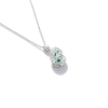 925 Sterling Silver Lab-Created Paraiba-Color Green Garnet Necklace | Double Pear-Cut Gourd Pendant | Pavé Halo