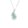 925 Sterling Silver Lab-Created Paraiba-Color Green Garnet Necklace | Double Pear-Cut Gourd Pendant | Pavé Halo