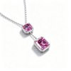 925 Sterling Silver Lab-Created Padparadscha Sapphire Necklace | Sunset Pink-Orange Gemstone | Octagonal Cut Jewelry