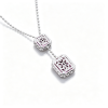 925 Sterling Silver Lab-Created Padparadscha Sapphire Necklace | Sunset Pink-Orange Gemstone | Octagonal Cut Jewelry
