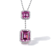 925 Sterling Silver Lab-Created Padparadscha Sapphire Necklace | Sunset Pink-Orange Gemstone | Octagonal Cut Jewelry