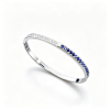 925 Sterling Silver Lab-Created Blue Sapphire Bangle | Diamond Accents | Elegant Gemstone Jewelry