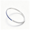925 Sterling Silver Lab-Created Blue Sapphire Bangle | Diamond Accents | Elegant Gemstone Jewelry