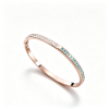 925 Sterling Silver Paraiba-Color Green Garnet Bangle | Rose Gold Tone | Half-Pavé Design