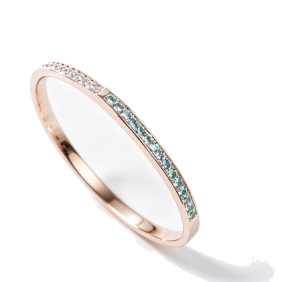 925 Sterling Silver Paraiba-Color Green Garnet Bangle | Rose Gold Tone | Half-Pavé Design