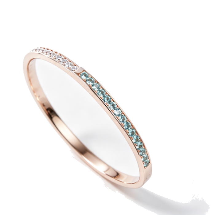 925 Sterling Silver Paraiba-Color Green Garnet Bangle | Rose Gold Tone | Half-Pavé Design